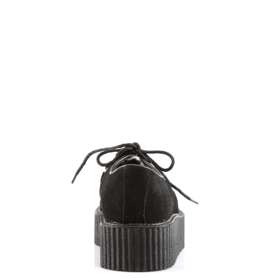 Creeper-400 Demonia Sverige Svart Mocka-gepard Päls