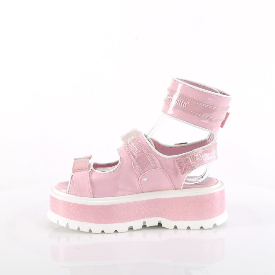 Demonia Sverige Baby Rosa Holo Patent Slacker-15b