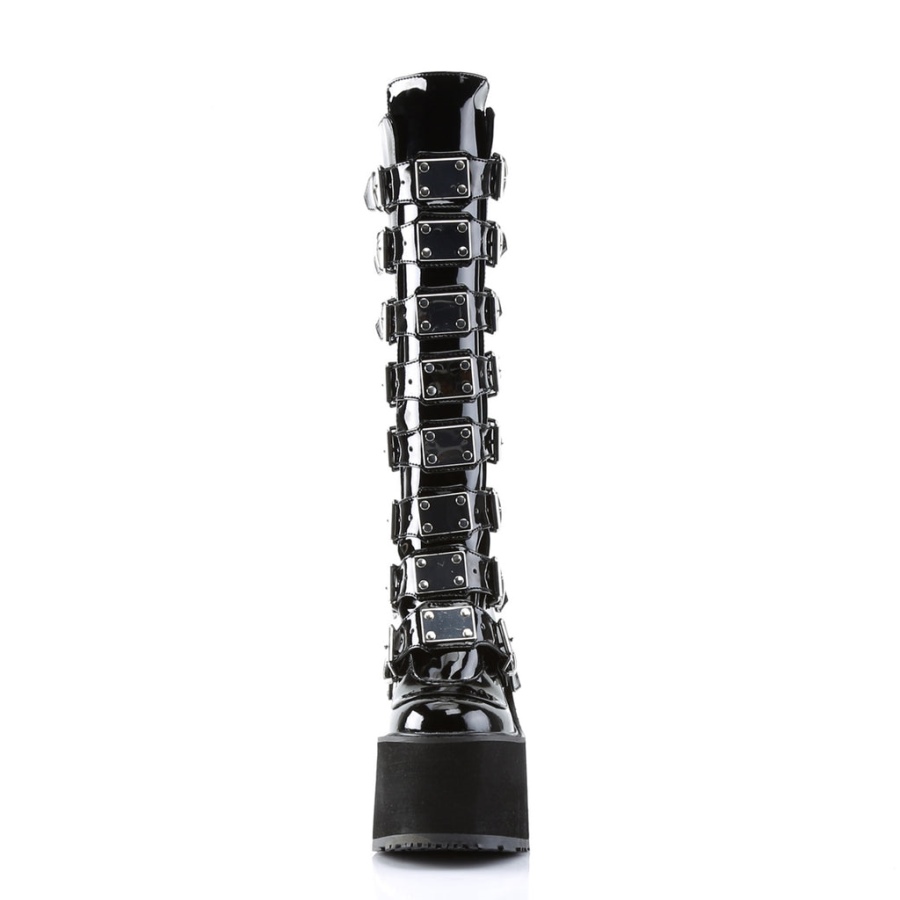 Demonia Sverige Black Patent Stack-301