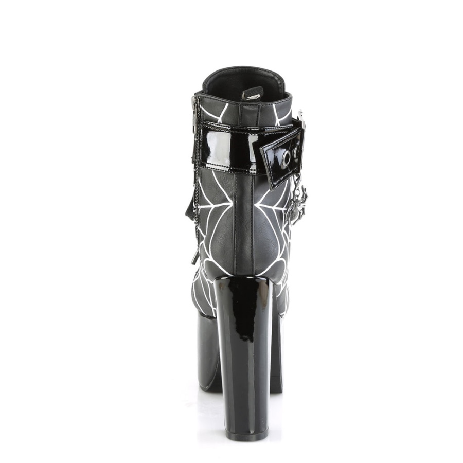 Demonia Sverige Svart Patent-u V Neon Rosa Slacker-156