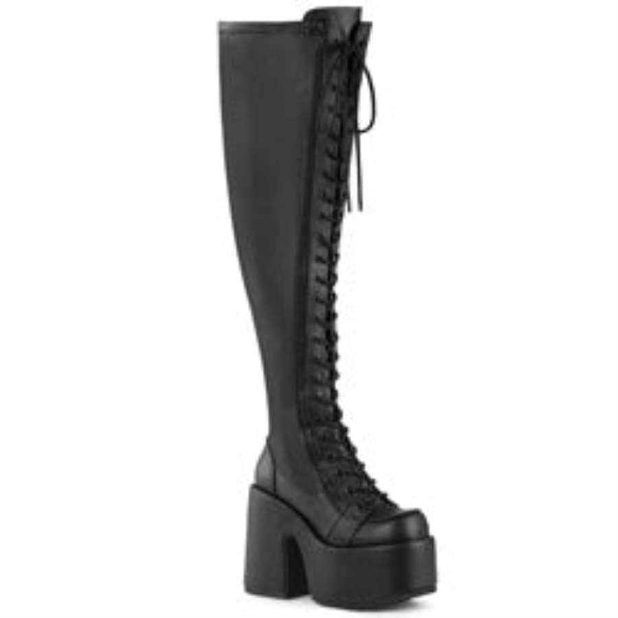 Demonia Sverige Svart Stretch Veganskt Läder Camel-300wc