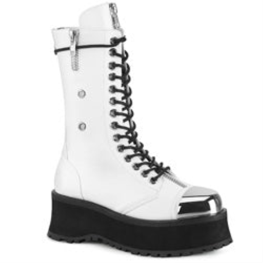 Gravedigger-14 Demonia Sverige Vitt Veganskt Läder