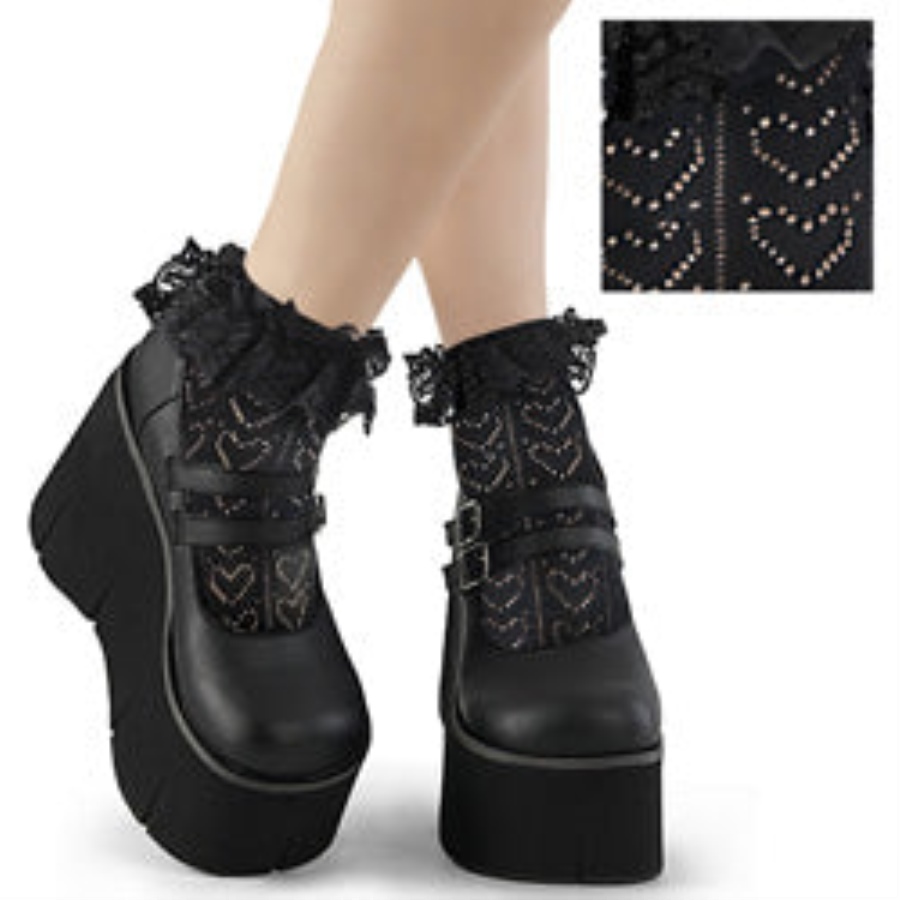 Hjärtnät Volangstrumpa Svart Nylon&spandex Demonia Sverige