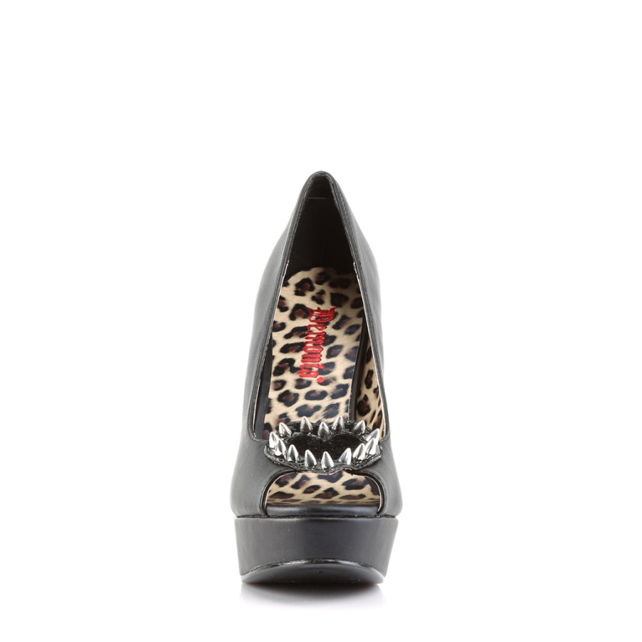 Pixie-17 Svart Vegansk Läder-ponny Fuskpäls Demonia Sverige