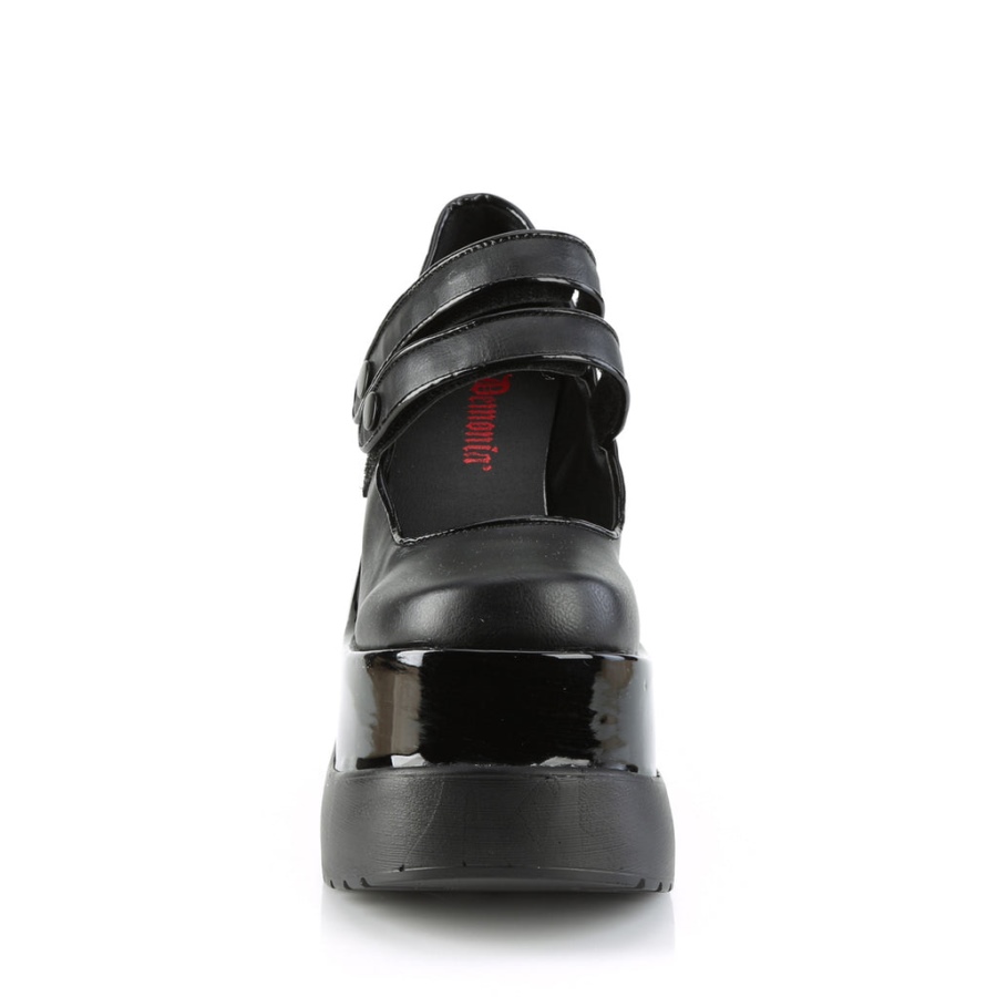 Void-37 Svart Vegansk Läderpatent Demonia Sverige